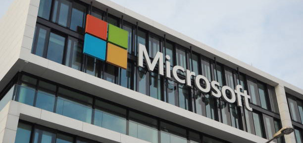 Microsoft Deutschland (Germany) GmbH corporation headquarters building with Windows log